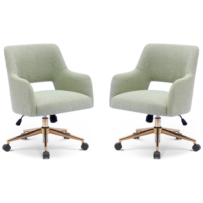 Boucle Upholstered Office/ Desk Chair - Swivel/ Adjustable Height (Set of 2) - Desert Sage