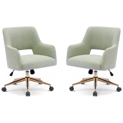 Boucle Upholstered Office/ Desk Chair - Swivel/ Adjustable Height (Set of 2)