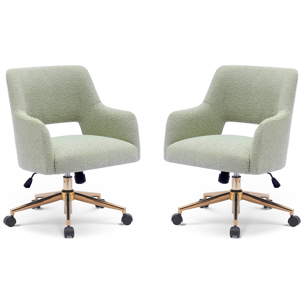 Boucle Upholstered Office/ Desk Chair - Swivel/ Adjustable Height (Set of 2)