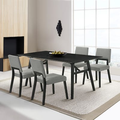 Channell Black or Walnut Wood 5 Piece Dining Set