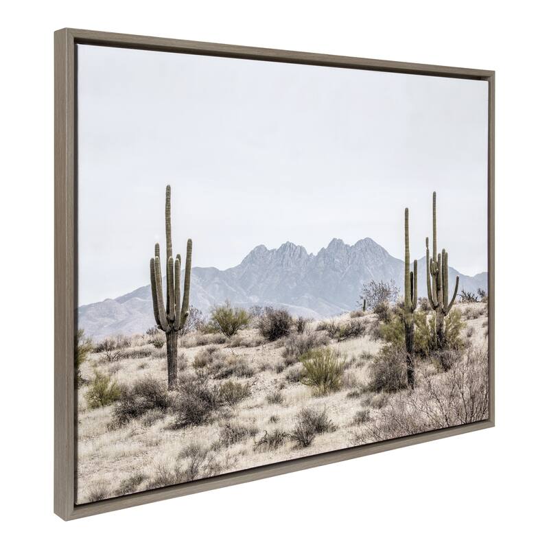 Kate and Laurel Sylvie Saguaro Canvas by The Creative Bunch Studio - 28x38 - Plastic - Grey