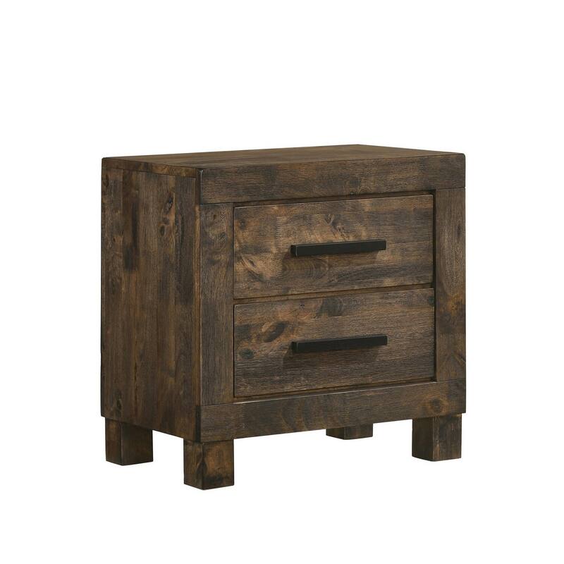 Brown 2 Drawer 23.25 in. W Nightstand with Sturdy Hardware and Ample Storage