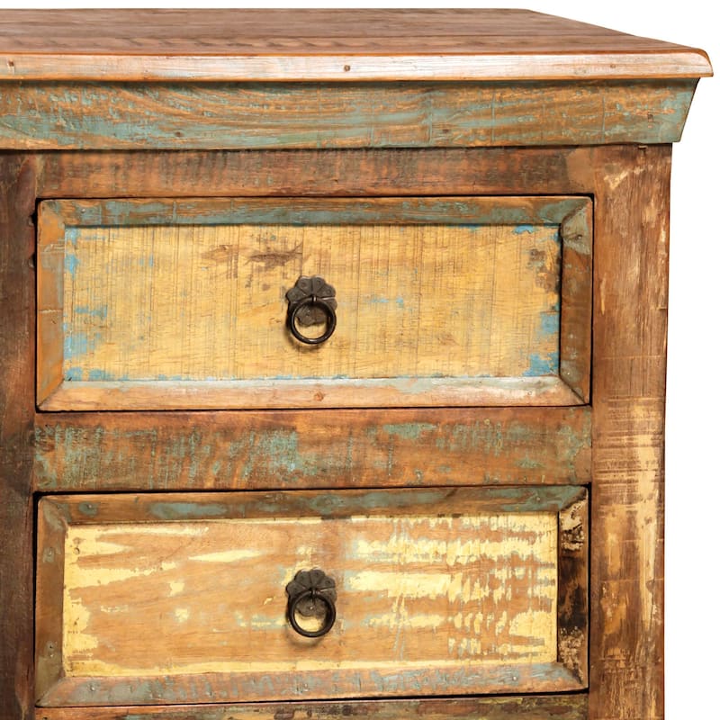 Journee Distressed Painted Reclaimed Hardwood 3-Drawer Storage Night Stand