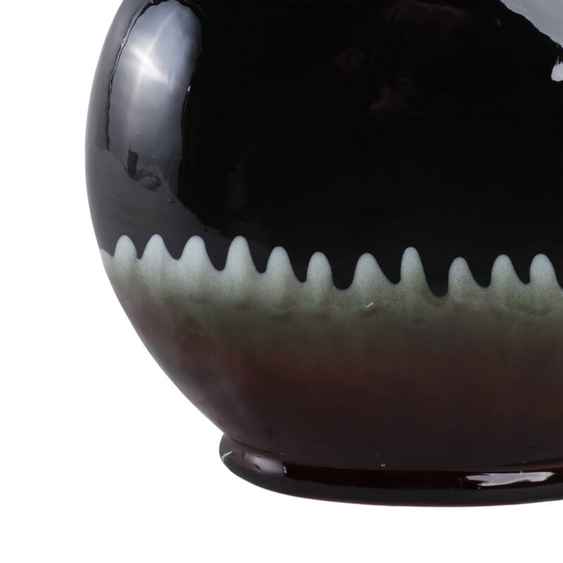 Glass Decorative Vase Modern Sculptural Metal Accent Artisan Details