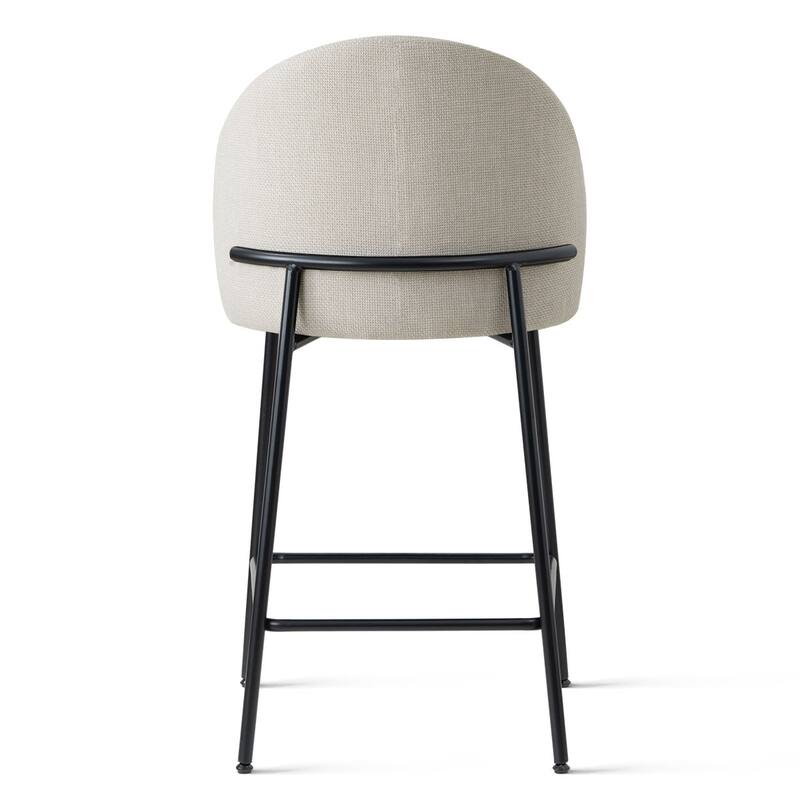 Upholstered Counter Height Bar Stool Set with Curved Back and Metal Frame(Set of 3)