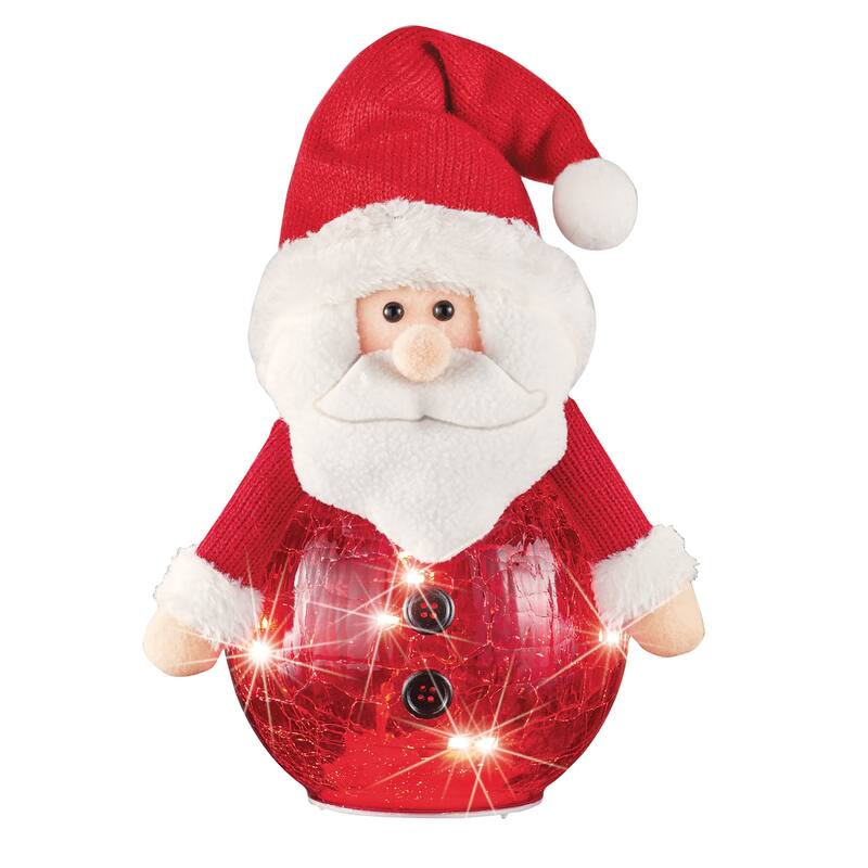 LED Lighted Crackled Glass Santa Claus Decoration - 5.75 x 14.25 x 5.75