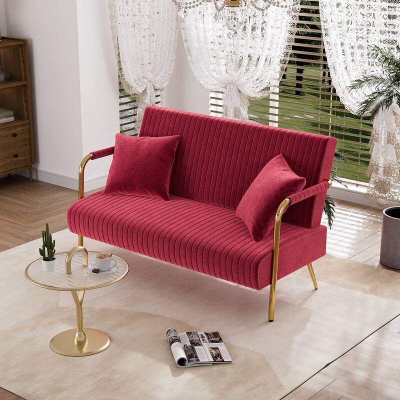 Ouyessir Upholstered Loveseat, Tufted Back Couch, Accent Armchair with 2 Pillows