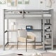 preview thumbnail 1 of 82, Space-Saving Loft Bed with Storage Shelves and Desk, Solid Wood Loft Bed Frame with Ladder and Guardrail for Kids Teens Adults Grey - Twin