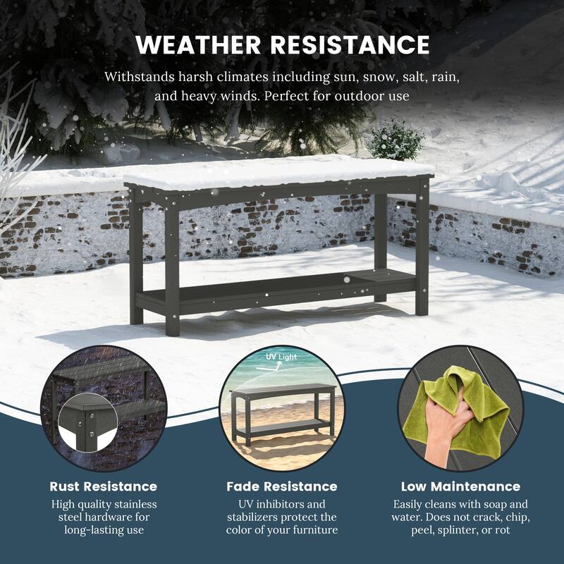 Laguna Hdpe All Weather Outdoor Patio Two Shelf Table