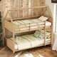 preview thumbnail 1 of 52, Wooden Low Height Twin Over Twin Bunk Bed Kids Bed with Guardrails,Ladder White Oak