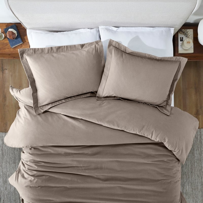 Superior Classic Solid Flannel Cotton Duvet Cover Set