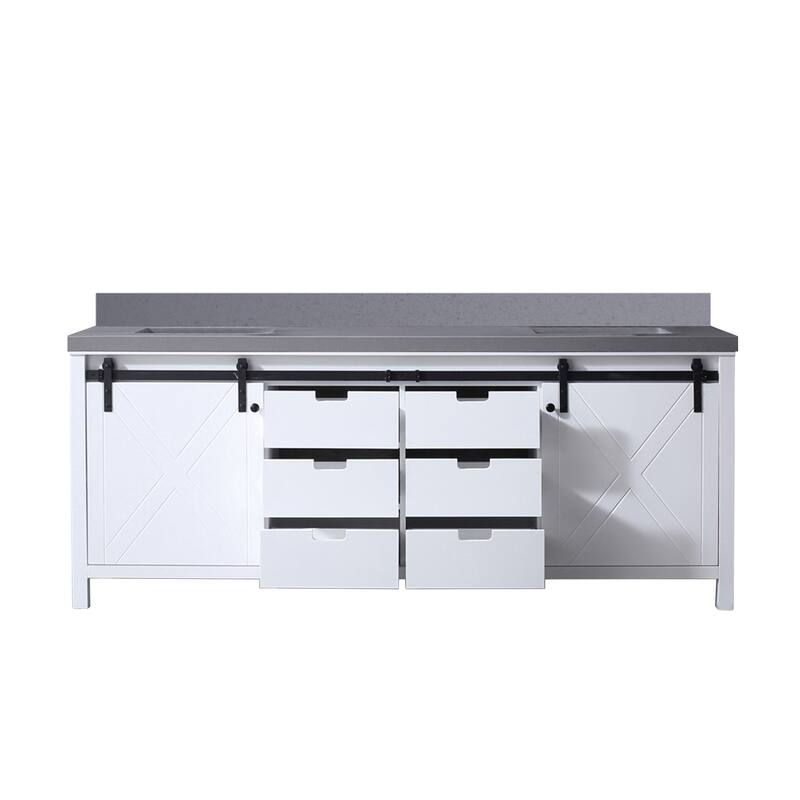 Marsyas 84 in W x 22 in D Brown Double Bath Vanity and White Quartz Countertop