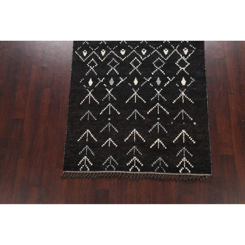 Geometric Vegetable Dye Moroccan Berber Oriental Area Rug Handmade - 4'6" x 6'11"