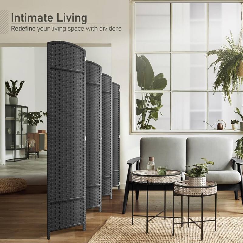 Room Divider Folding Privacy Screen Tall Partition Foldable Wall 8 Panel - 96” L x 19.50” W x 69” H