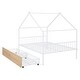 preview thumbnail 9 of 28, Full Size Metal House Bed with Two Drawers and Roof for Kids, Boys and Girls, Bedroom