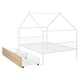 preview thumbnail 9 of 13, White Full Size Metal House Bed with Two Drawers and Roof for Kids' Rooms