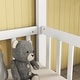 preview thumbnail 5 of 19, Double Twin Size Pine Wood Kids House Floor Bed Frame with Fence & Guardrails, No Box Spring Needed