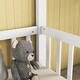 preview thumbnail 4 of 8, White Double Twin Size Pine Wood House Floor Bed with Fence, Guardrails, without door for Bedroom
