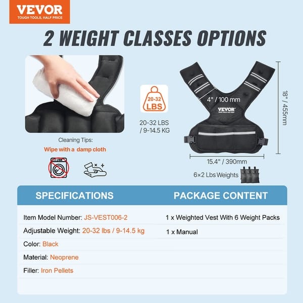 Weighted Vest VEVOR 40 Weight Vest, Adjustable Body Weight