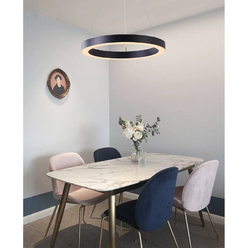 Matte Black LED Chandelier With A White Acrylic Diffuser