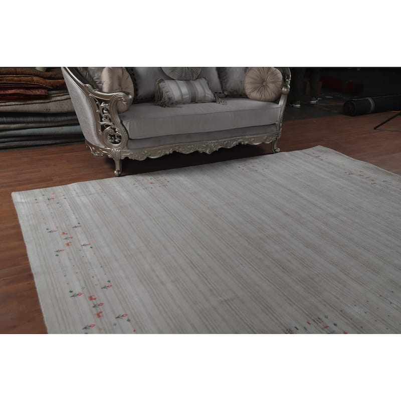 Hand Knotted Oriental 100% Wool Carpet Tribal Animal Pictorial Greys & Charcoal Gabbeh Area Rug - 10' 0'' X 7' 11''