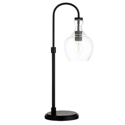 Metal Arched Table Lamp with Clear Glass Dome and LED Bulb - 8” x 11” x 27” (D x W x H)