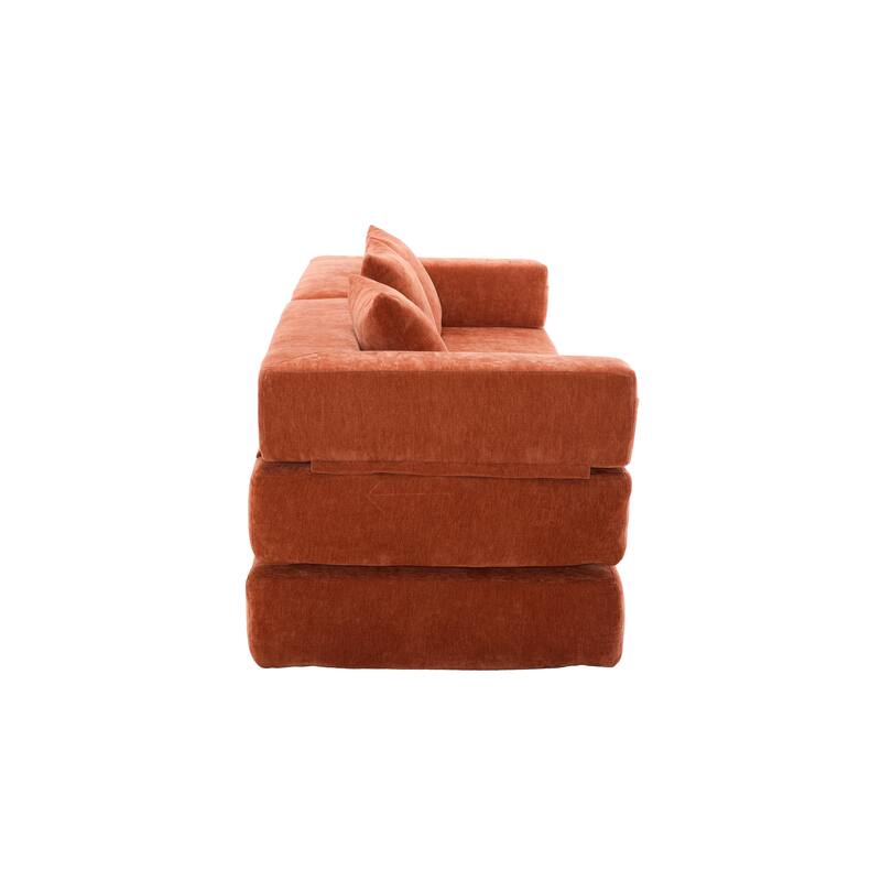 Queen Foldable Sofa Bed, 6-in-1 Convertible Sleeper Sofa with Mattress, Chaise Lounge Loveseat with Removable Cover