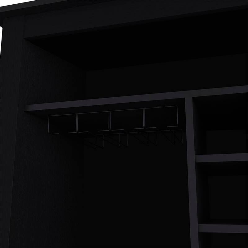 Bar Cabinet, One Open Shelf, Six Wine Cubbies, Black Wengue Finish