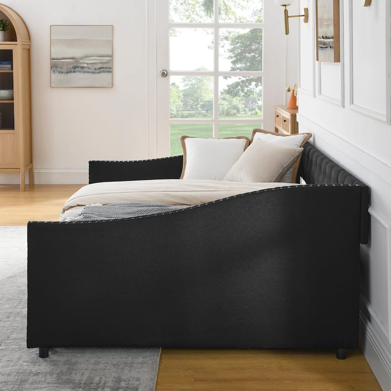 Full Size Daybed with Drawers Upholstered Tufted Sofa Bed