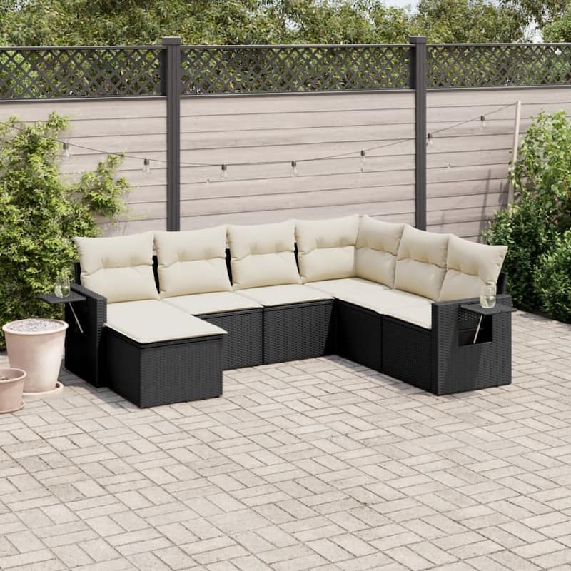 vidaXL Garden Sofa Set - Black and cream With table