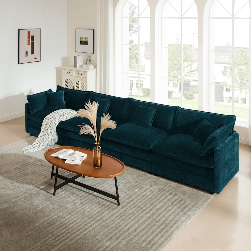 Cloud Chenille Upholstered Modular Sectional Sofa with DIY Combination Design