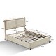 preview thumbnail 16 of 28, Classic steamed bread shaped backrest, metal frame, solid wood ribs, with four storage drawers, sponge soft bag