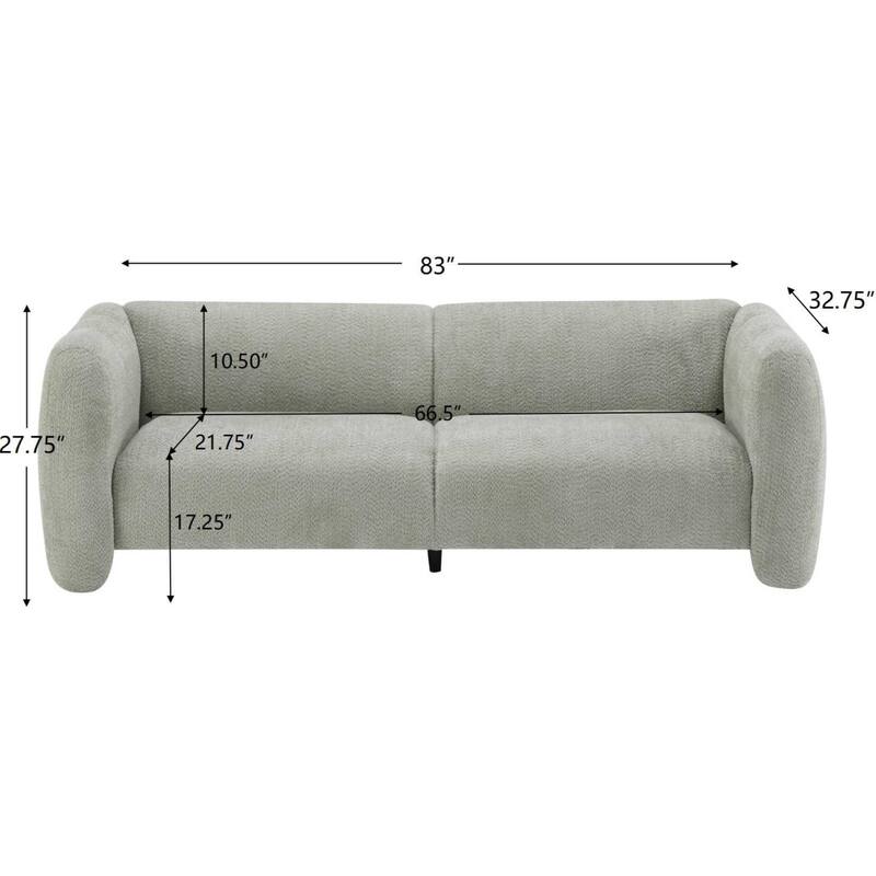 3-Seater Chaise Lounge Sofa with Curved Design, Wave-Shaped Fabric Loveseat Recliner Sofa with Plush Cushions