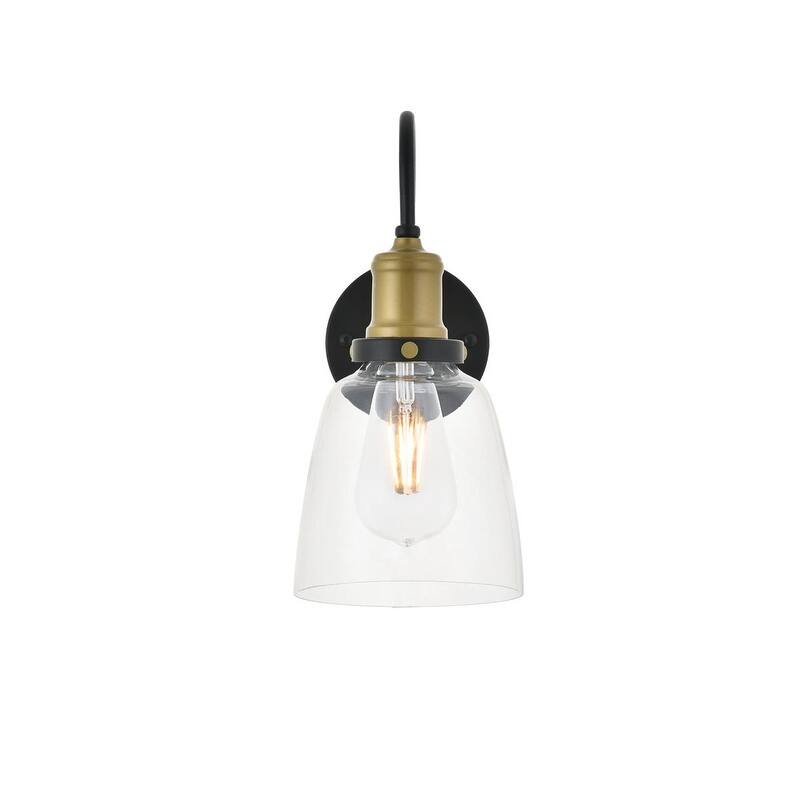 Rose 1 light brass and black Wall Sconce