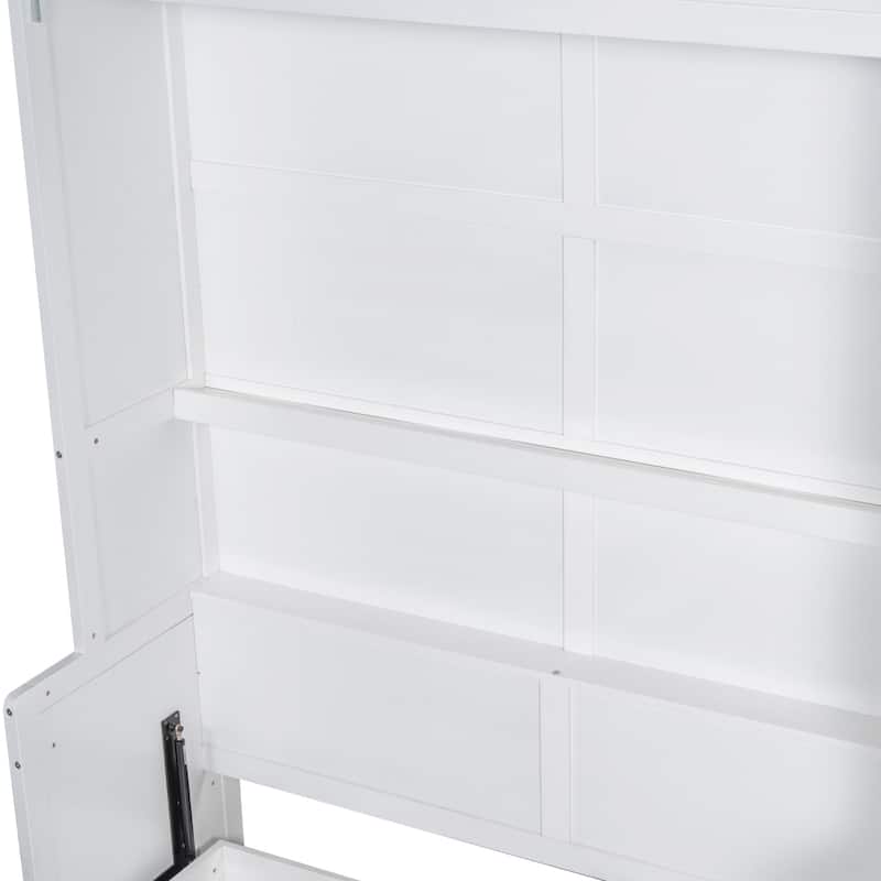 Murphy Bed with Hydraulic Lift System, Queen Size Wall Bed with Closet, Modern Space-Saving Design for Apartments