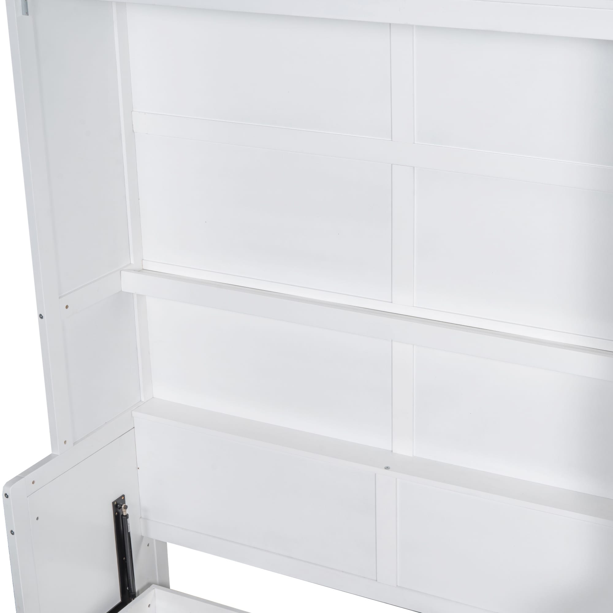Queen Size All-in-one Horizontal Murphy Bed Hidden Folding Wall Bed Frame with Side Wardrobe, Space-Saving Platform Bed
