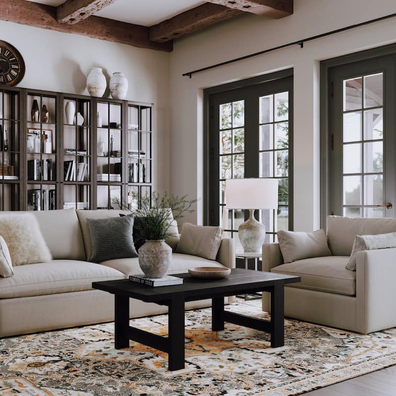 Maven Lane Angelo Rustic Rectangular Wooden Coffee Table in Aged Black