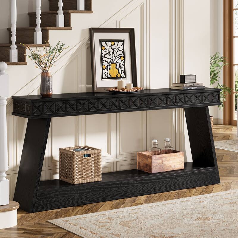 70.87 Inch Entryway Table, Narrow Console Table with Storage