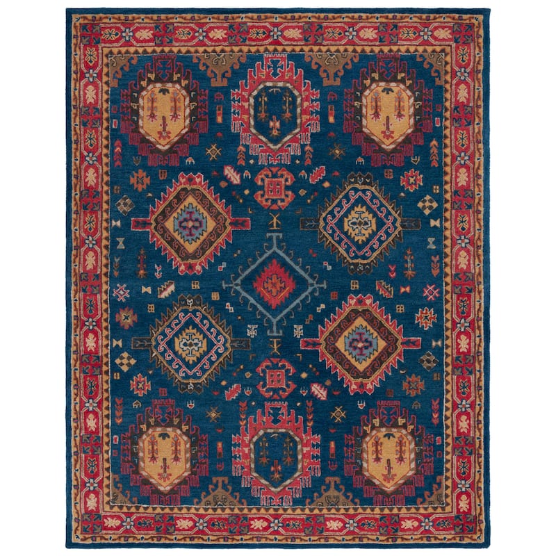 SAFAVIEH Handmade Heritage Charleston Traditional Oriental Wool Rug - 10' x 14' - Navy/Red