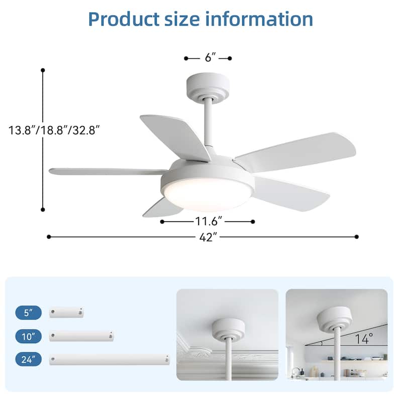 Sofucor 42 Inch Modern Ceiling Fan with Light and Remote,Memory Large LED,Quiet DC Motor,4500CFM High Velocity,ETL/FCC