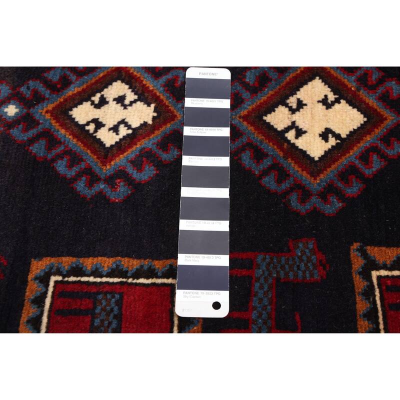 ECARPETGALLERY Hand-knotted Melis Vintage Dark Navy Wool Rug - 5'3 x 6'7