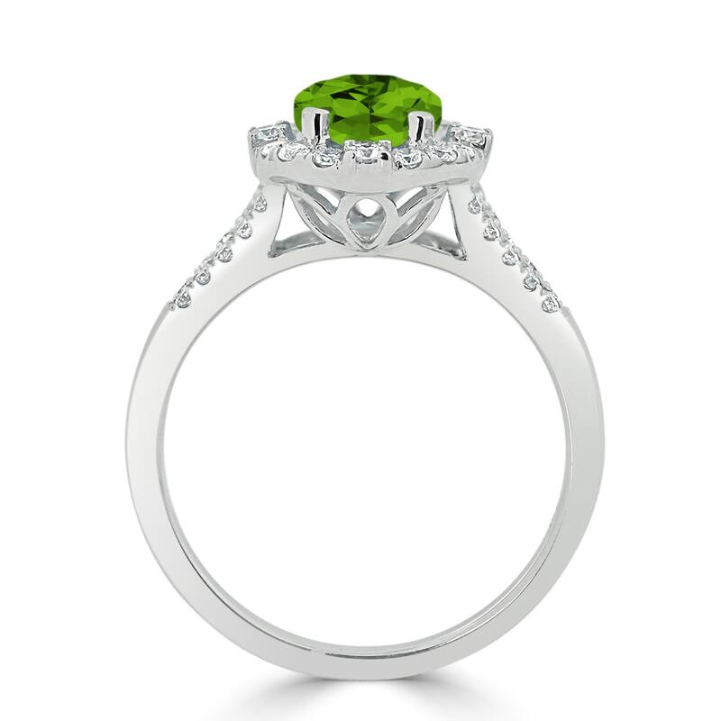 Auriya 1 3/4ct Cushion-cut Peridot Halo Diamond Engagement Ring 3/8cttw 14k Gold