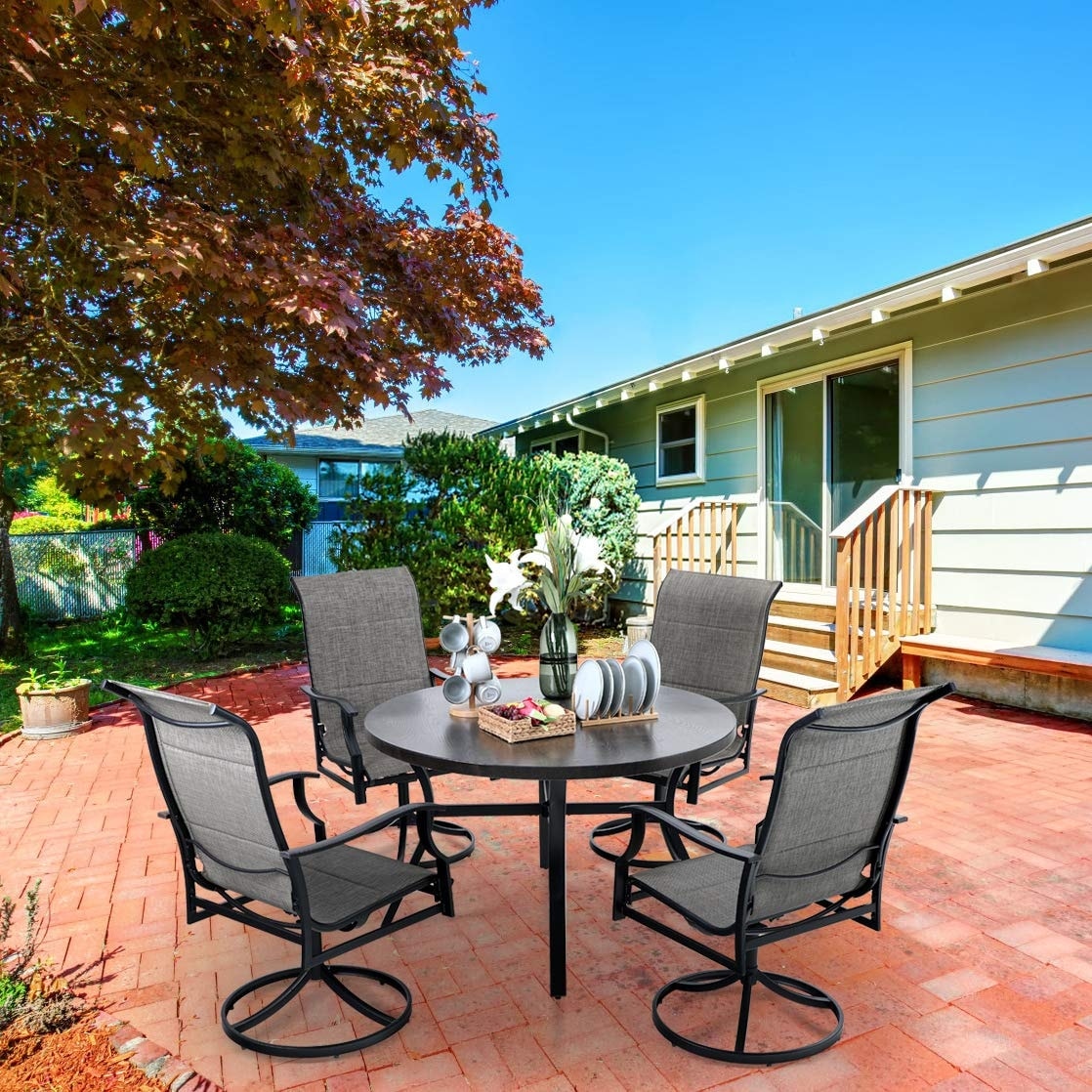 Large round wooden garden table and chairs outlet