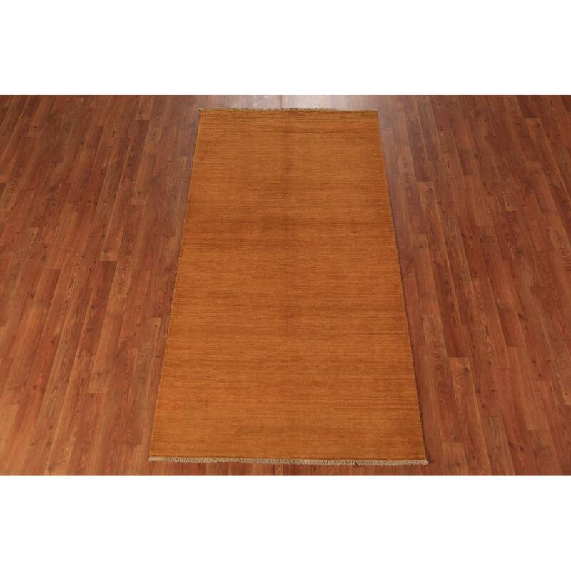 Rust Gabbeh Oriental Runner Rug Hand-Knotted Wool Carpet - 3'5" x 6'6"
