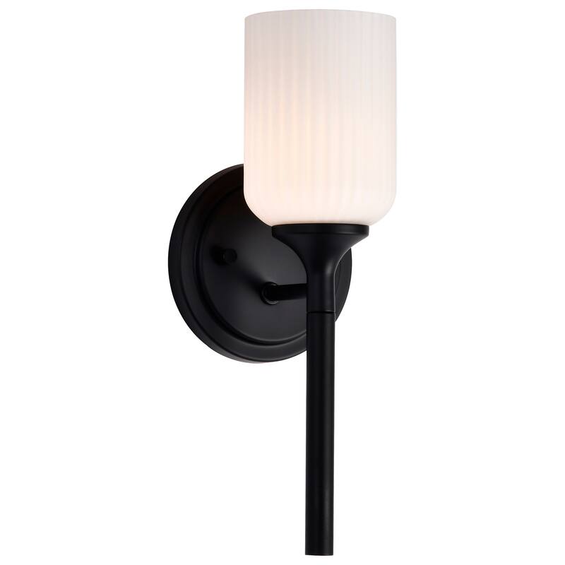 Solara 1 Light Wall Sconce Matte Black Finish Frosted Ribbed Glass - Matte Black