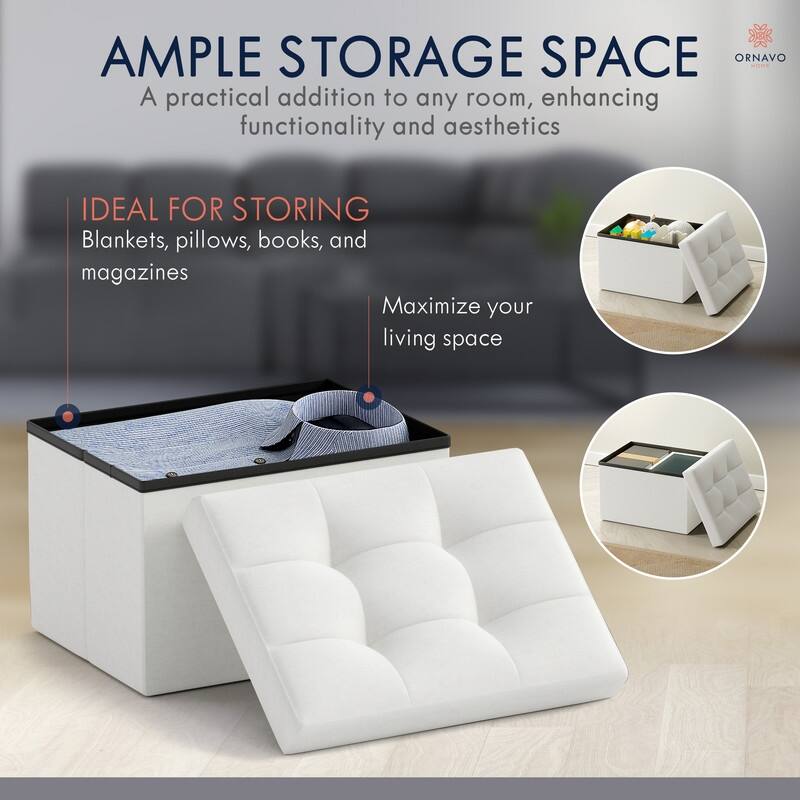 Small Foldable Rectangle Storage Ottoman