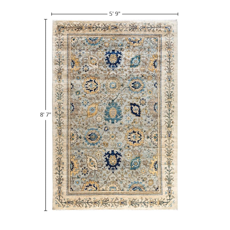Serapi One-of-a-Kind Hand-Knotted Area Rug - Gray, 5' 9" x 8' 7" - 5' 9" x 8' 7"