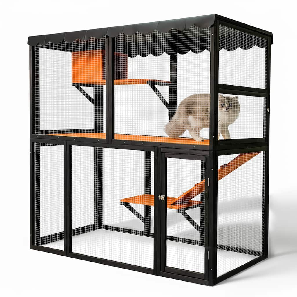 Catio Outdoor Cat Enclosure Large Cat House for Mulitiple Cats Walk, Indoor 4 Tier Cat Enclosures House, Outdoor Cat Catio