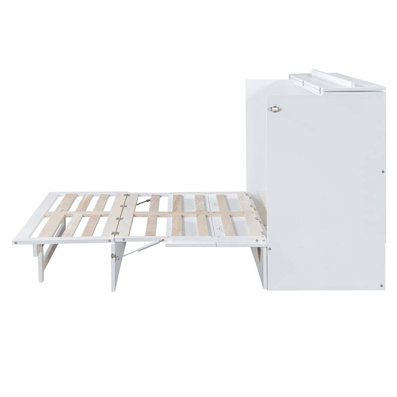 Full Size Modern Murphy Bed with Drawer, USB Ports, and Outlets