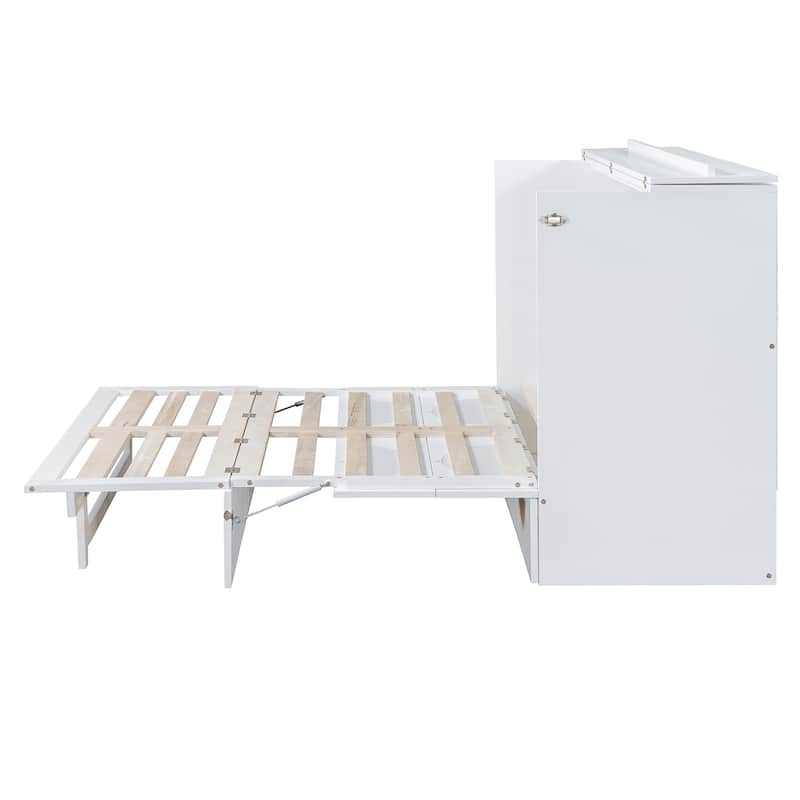 Full Size Murphy Bed with Large Drawer,USB Ports and Outlets